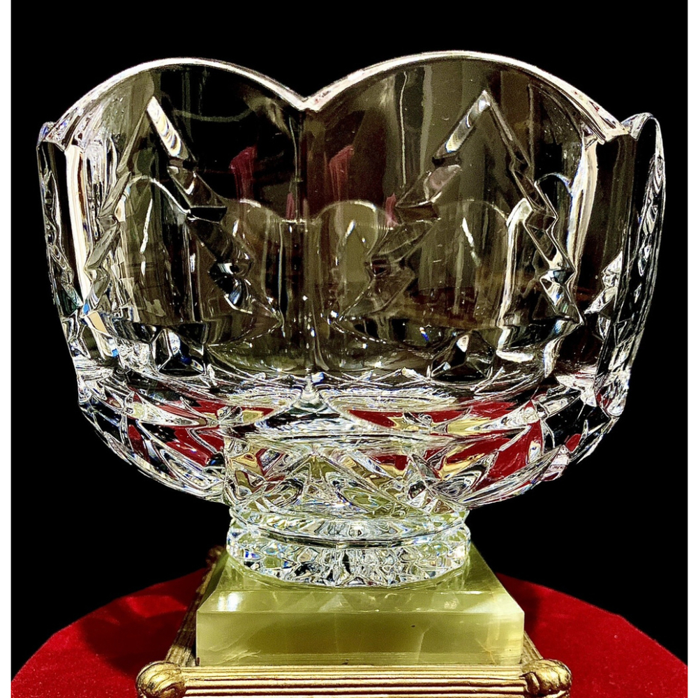 Crystal Scalloped Clear Bowl Christmas Tree Design Footed Gorgeous ~ Video